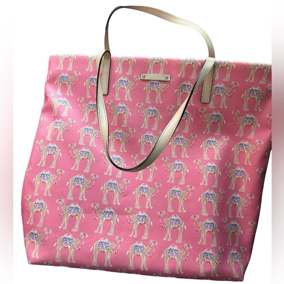 ♠️🐫Kate spade Shopper Spice Things Up camel canvas tote bag - Picture 1 of 6